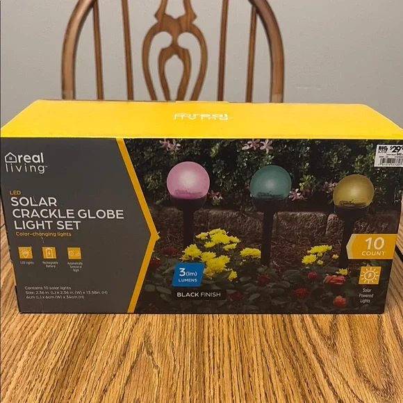 Real Living Solar Crackle Globe Light Set - Multicolor 10ct - Picture 1 of 4